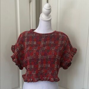 Zara women’s cropped tweed preppy, chic blouse size